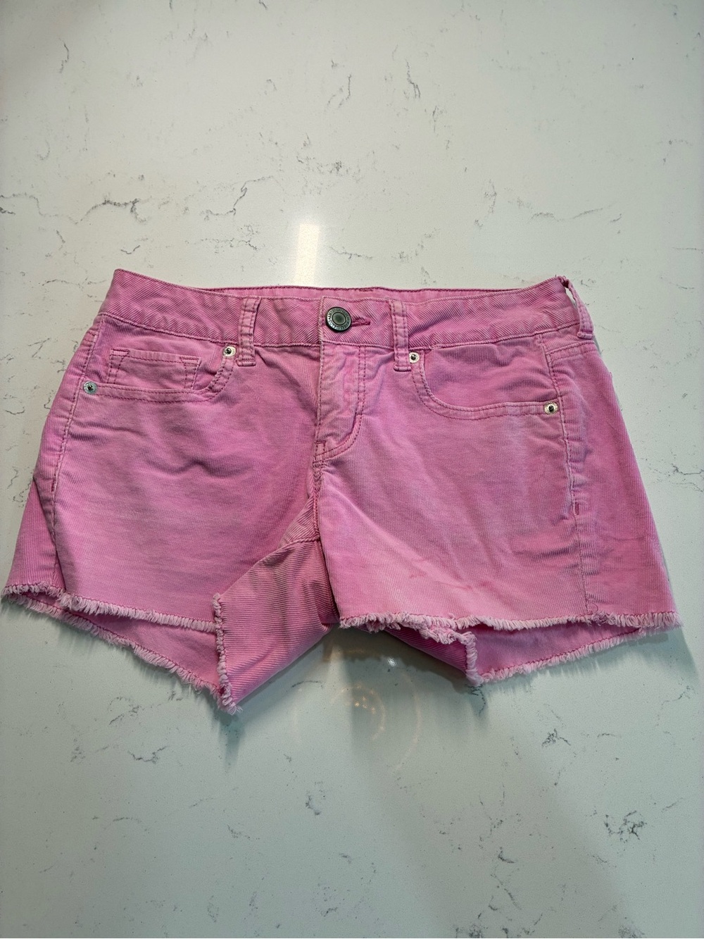 Vintage Y2K American Eagle Outfitters Pink Frayed Hem Denim Cutoff Shorts